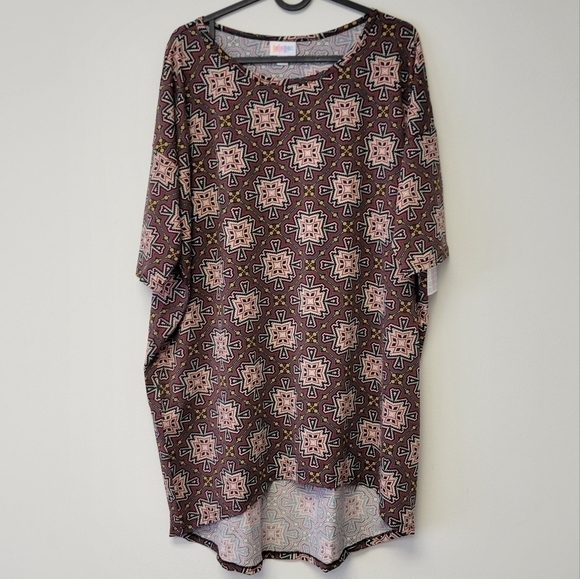 LulaRoe Irma Tunic Top Aztec Red M - Picture 7 of 7